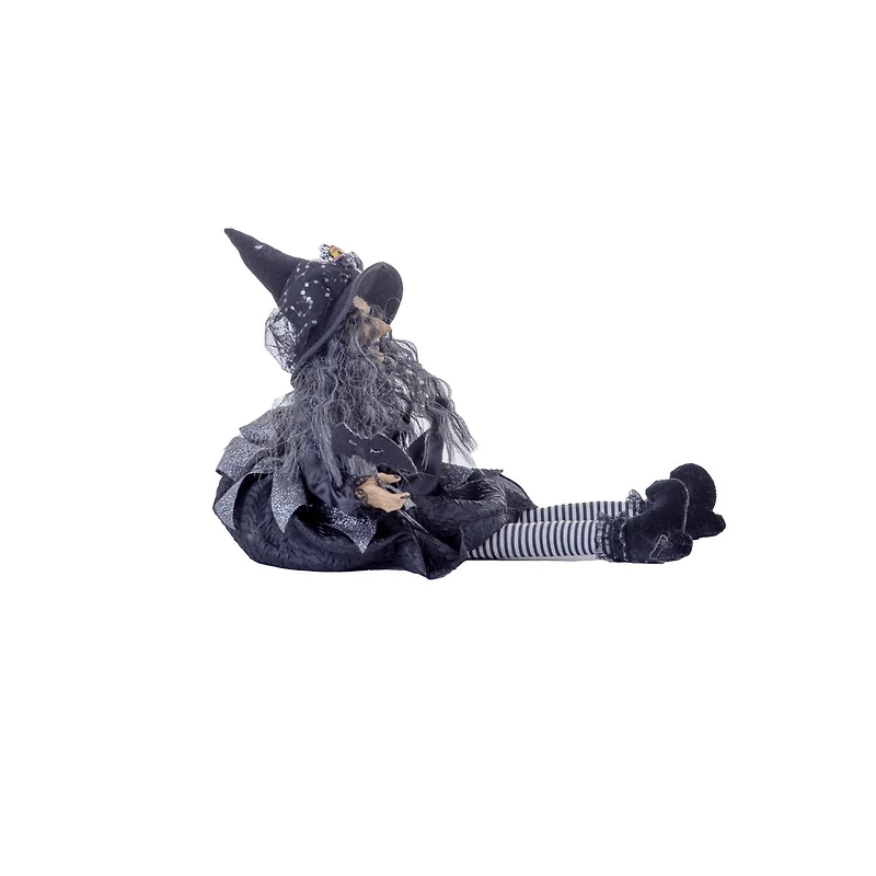 Sitting Black Cloth Adorable Witch Figure with Scepter