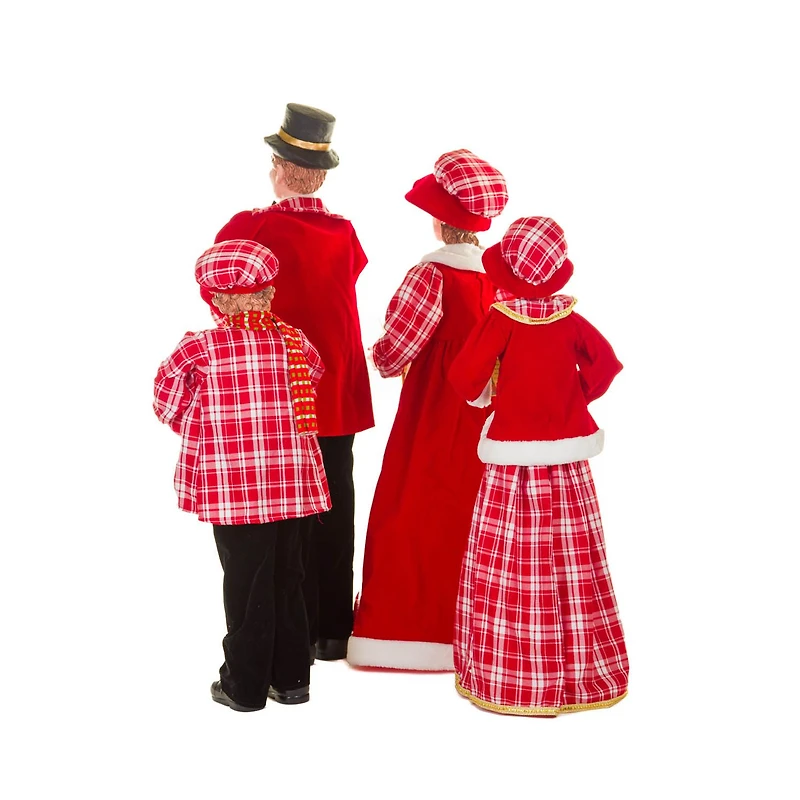 Set of 4 Red and Black Cloth Jolly Caroler Set