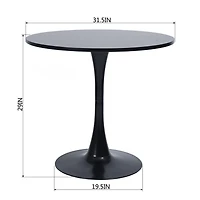 Ensemble de salle à manger rond avec chaises en suédine, ensemble de 5 - Noir