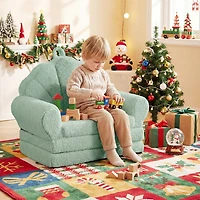 Convertible Kids Sofa 2-in-1 Fold out Toddler Couch Chair - Green