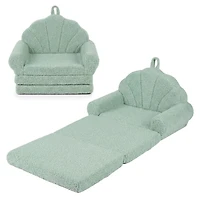 Convertible Kids Sofa 2-in-1 Fold out Toddler Couch Chair - Green
