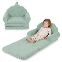 Convertible Kids Sofa 2-in-1 Fold out Toddler Couch Chair - Green