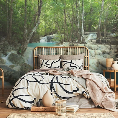 Deep Forest Waterfall Wallpaper Mural