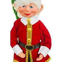 Red Cloth Fancy Elf Figurine with Red Hat