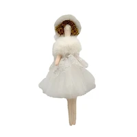 Ornements anges suspendus en polyester blanc avec écharpe en fourrure, ensemble de 8