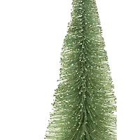 Arbre décoratif en bois vert et argent avec base en bois