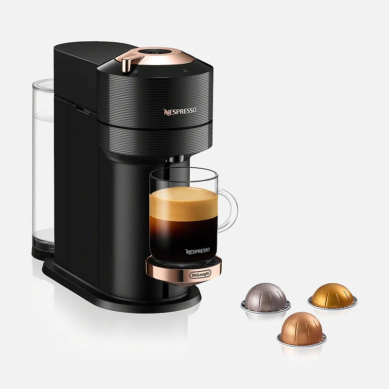 Nespresso® Vertuo Next Premium Coffee & Espresso Capsule Machine  by De'Longhi - Black Rose Gold