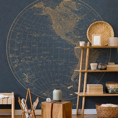 Gold Western Hemisphere Wallpaper Mural