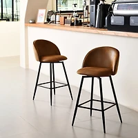 Set of 2 Swivel Suede 26.8" Counter Bar Stools by Maison Classique