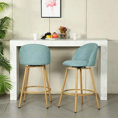 Maison Classique Set of 2 Modern Aqua 27.6" Swivel Barstools