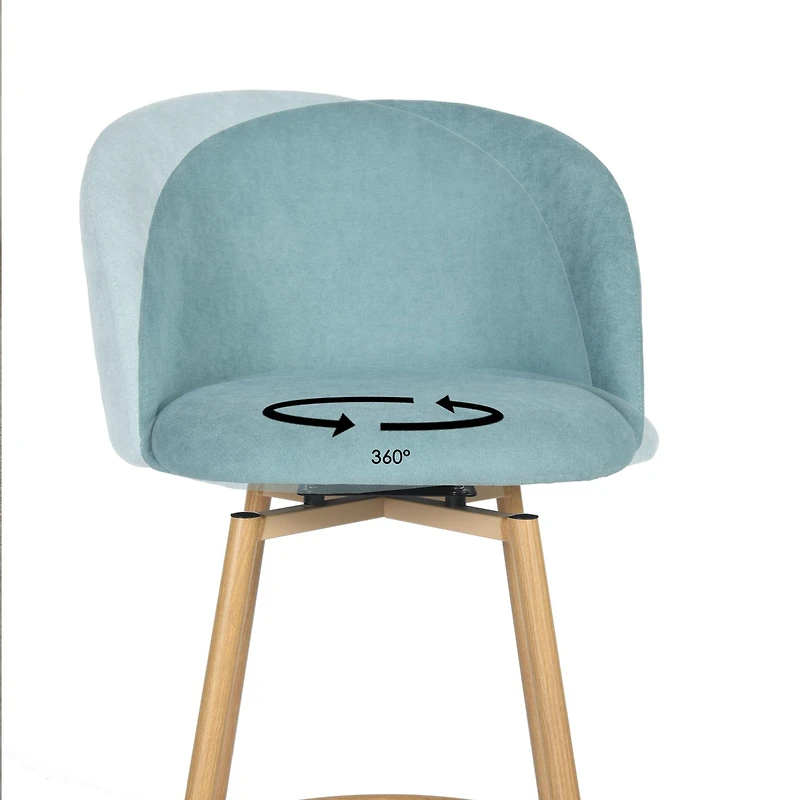 Maison Classique Set of 2 Modern Aqua 27.6" Swivel Barstools