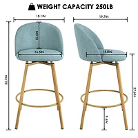 Maison Classique Set of 2 Modern Aqua 27.6" Swivel Barstools