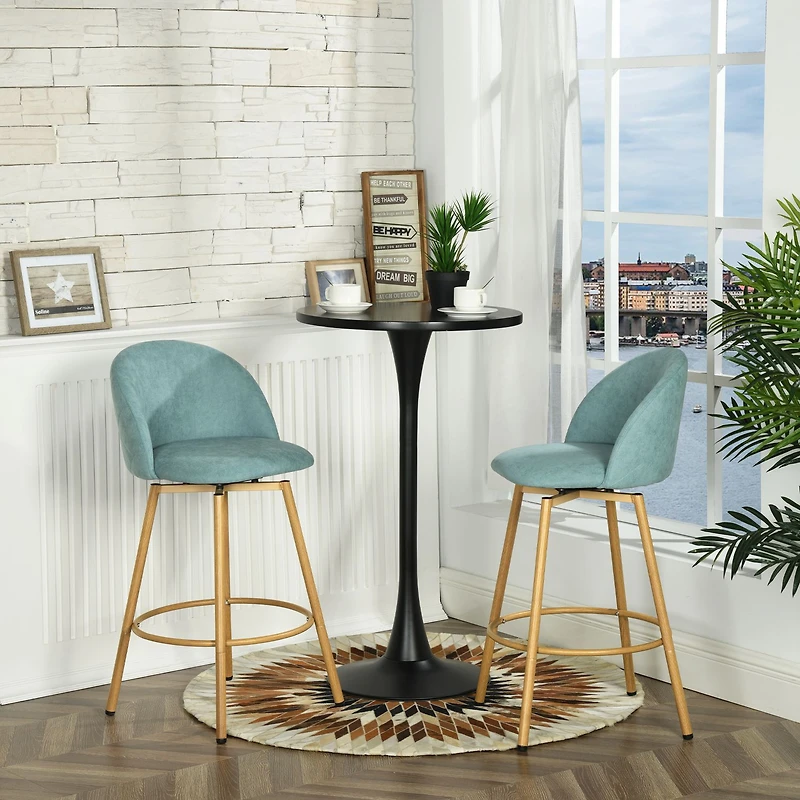 Maison Classique Set of 2 Modern Aqua 27.6" Swivel Barstools