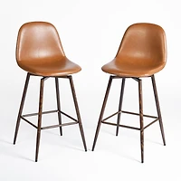 Set of 2 Cognac PU Swivel Counter Barstools by Maison Classique