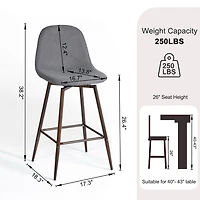 Set of 2 Grey Fabric Swivel Counter Barstools by Maison Classique
