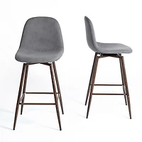 Set of 2 Grey Fabric Swivel Counter Barstools by Maison Classique