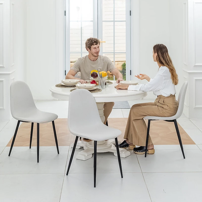 Set of 4 Beige/Ivory Upholstered Side Chairs by Maison Classique