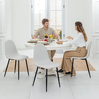 Ensemble de 4 chaises de salle à manger en tissu  - Beige