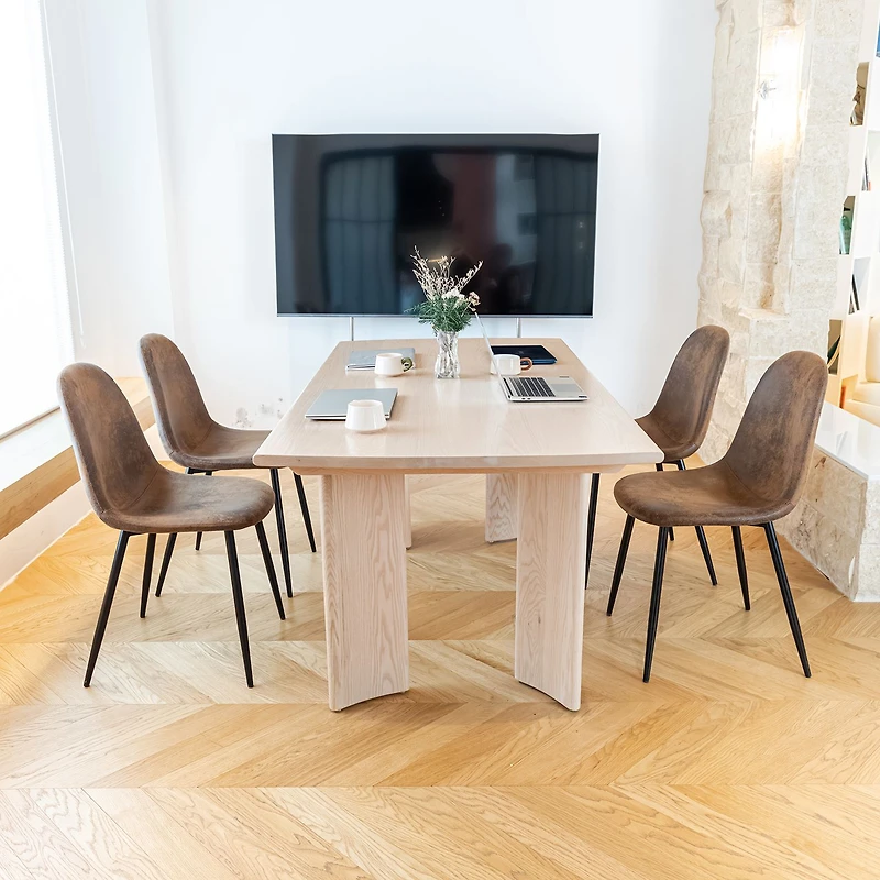 Set of 4 Brown Suede Fabric Dining Chairs by Maison Classique