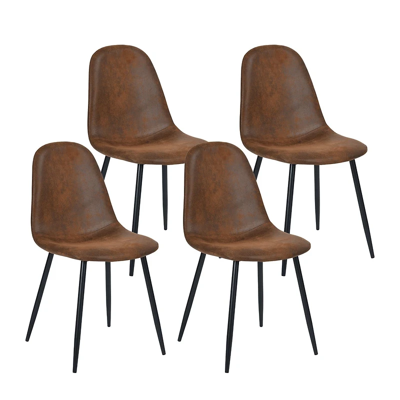 Set of 4 Brown Suede Fabric Dining Chairs by Maison Classique