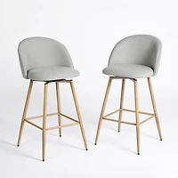 Set of 2 Grey Fabric Swivel Counter Barstools by Maison Classique