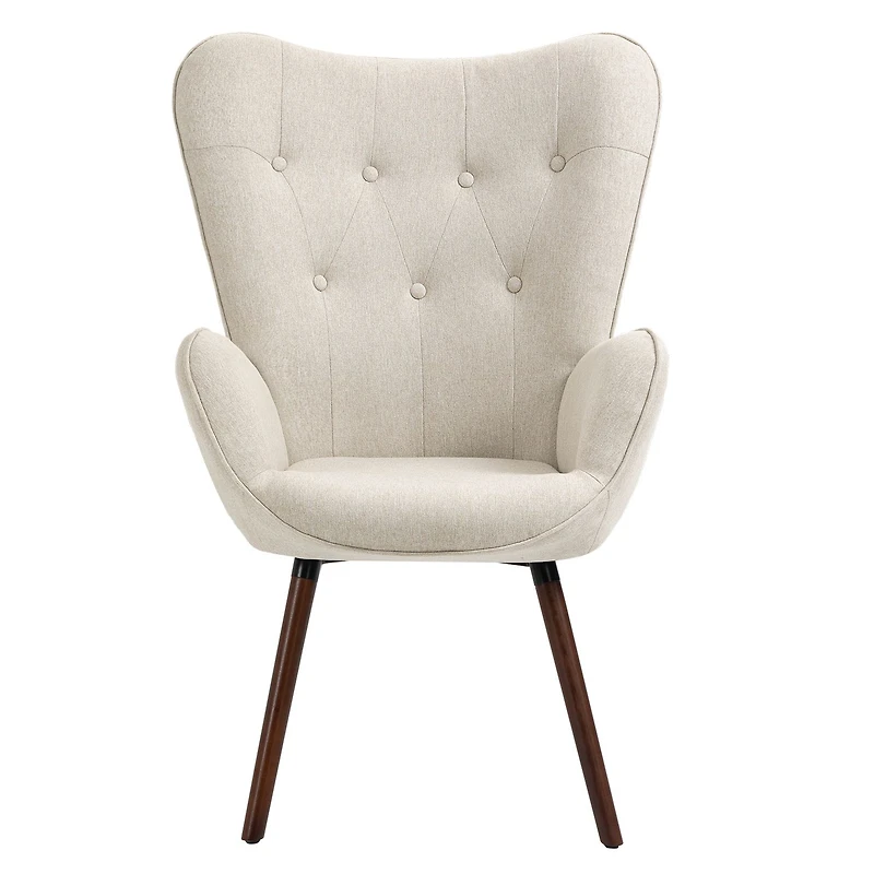 Fauteuil d'accent en tissu capitonné  - Beige