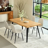5-Piece Dining Set Manufactured Wood Table With Beige Chairs