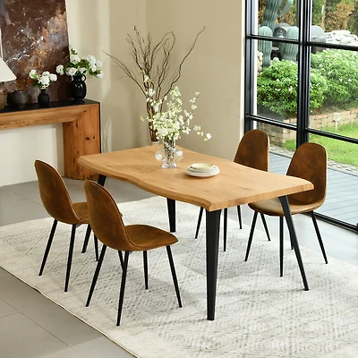 5-Piece Dining Set Natural Wood Table with Dining Chairs