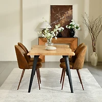 5-Piece Dining Set Natural Wood Table With Haven Brown Chairs