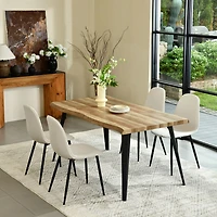 5-Piece Dining Set Manufactured Wood Dining Table With Beige Dining Chairs