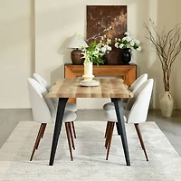5-Piece Dining Set Dark Wood Table With Haven Beige Chairs by Maison Classique