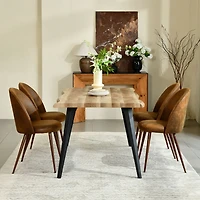 Set of 2 Brown Suede Modern Dining Chair with Walnut Legs by Maison Classique
