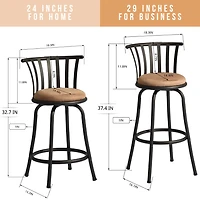 Ensemble de 2 tabourets de comptoir pivotants 24 po - 29 po