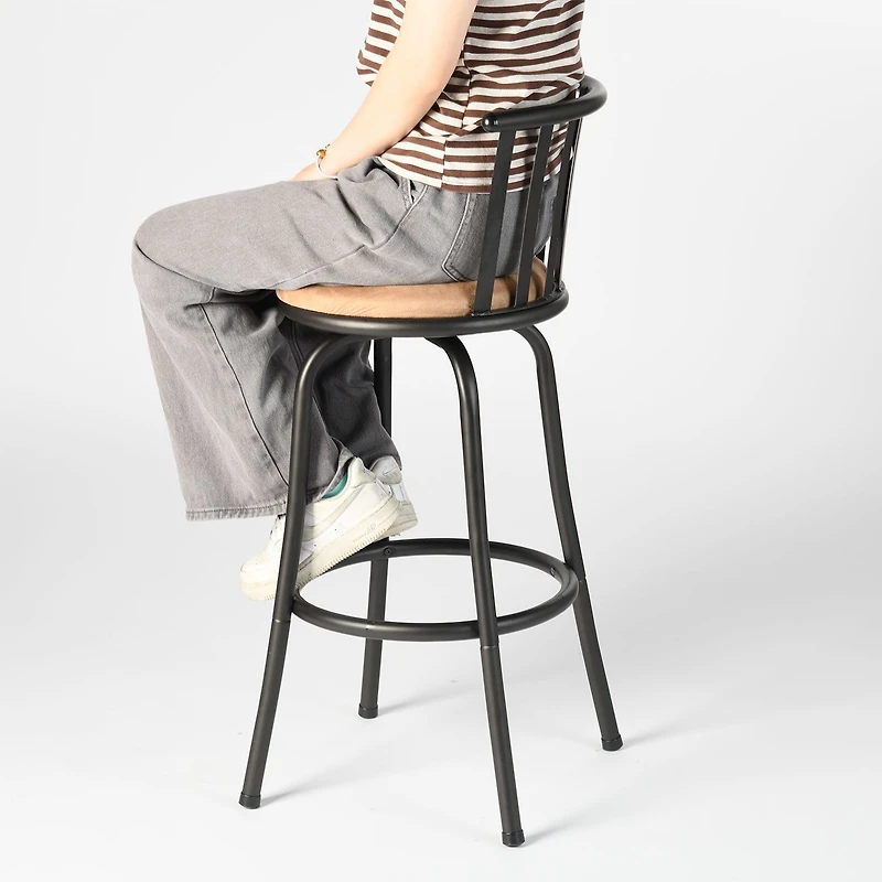 Adjustable Swivel Barstools, Set of 4 – Brown