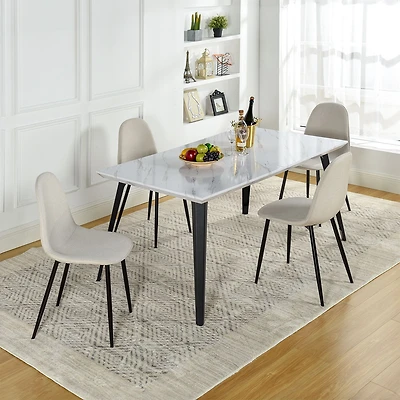 Set of 4 Beige Fabric Dining Chair by Maison Classique
