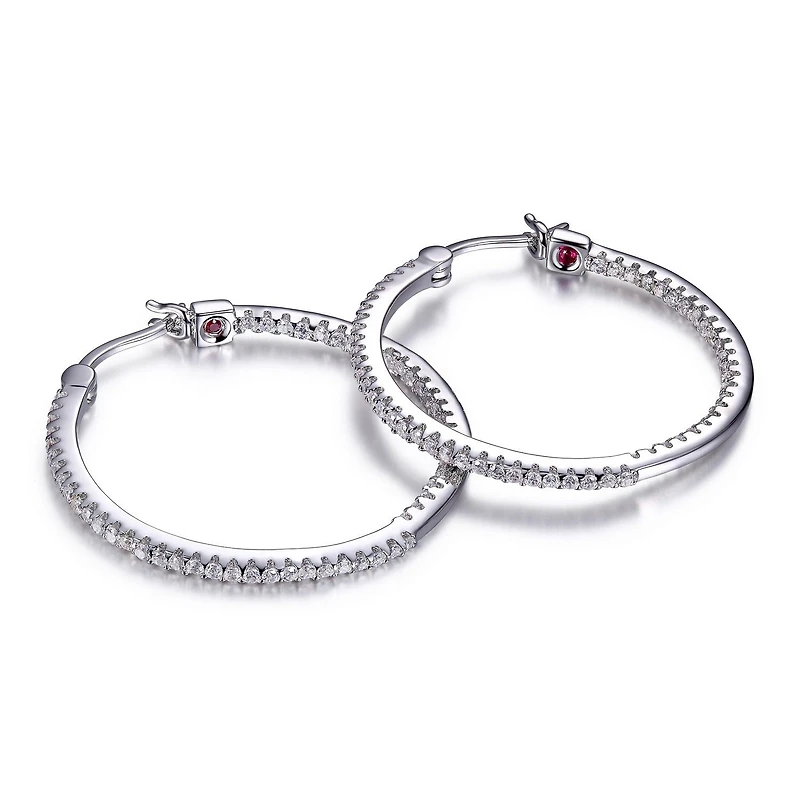 ELLE Sterling Silver & Cubic Zirconia Large Hoop Earrings