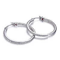 ELLE Sterling Silver & Cubic Zirconia Large Hoop Earrings