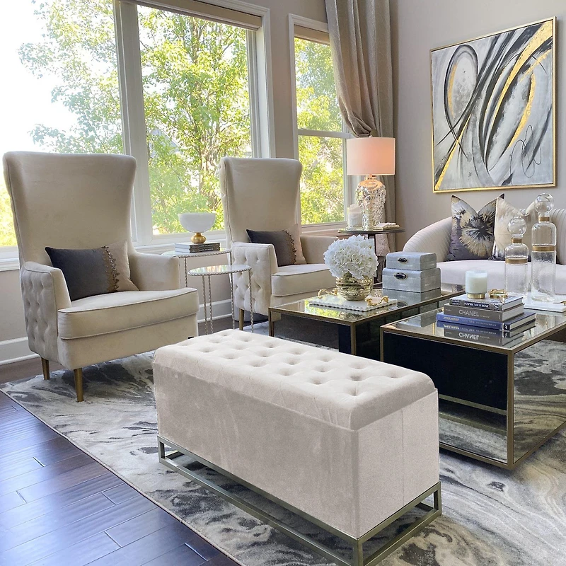 Jessica Storage Bench - Sandshell Gold