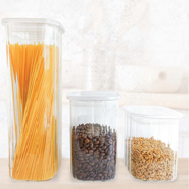 JS GOURMET Ribbed High Borosilicate Glass Storage Containers, Set of 3