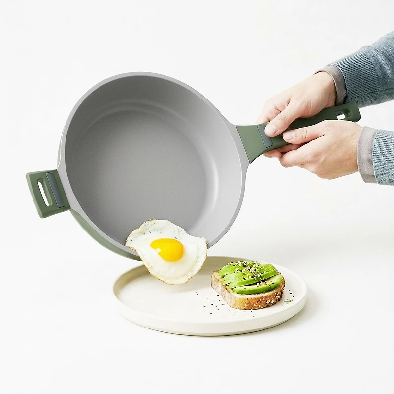 JS GOURMET VerAroma Casserole antiadhésive en céramique d'aluminium moulé sous pression avec couvercle - 18 cm 