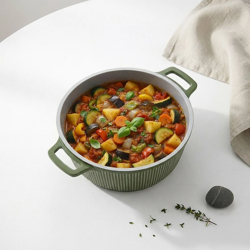 JS GOURMET VerAroma Cocotte antiadhésive en céramique d'aluminium moulé sous pression