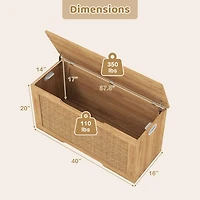 Banc de rangement pour enfants, coffre à jouets de 102 cm, couvercle rabattable et poignées - Naturel