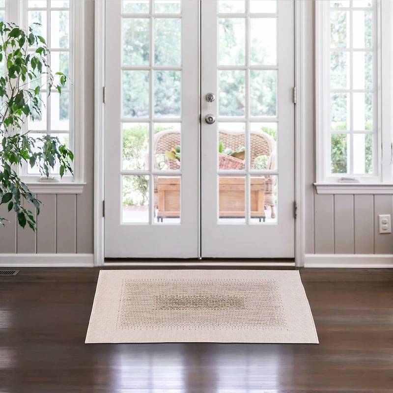 Knox Loop Tufted Washable Rug - Ivory/Gold