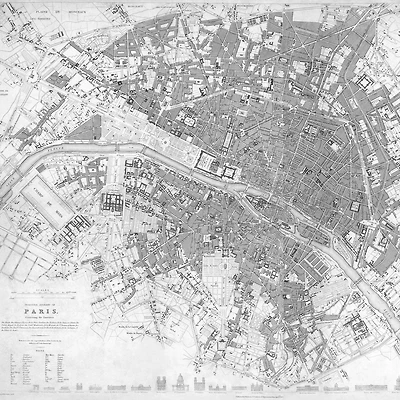 Minimal Map of Paris Wallpaper Mural