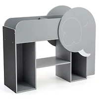 Montessori Bookshelf, Elephant Shape 3-Tier Toddler Toy Storage Organizer - Grey