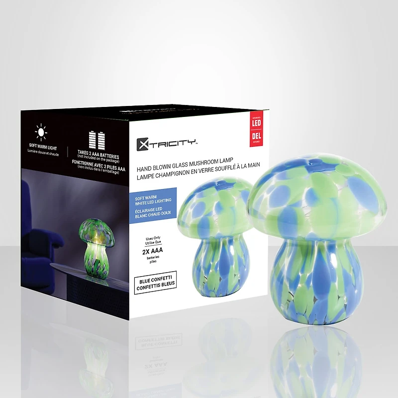 Lampe de table en verre en forme de champignon