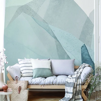 Natural Blue Creme Abstract Wallpaper Mural