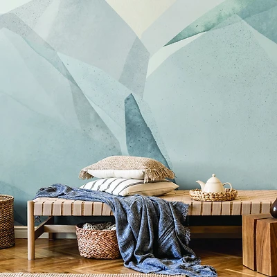 Natural Blue Creme Abstract Wallpaper Mural