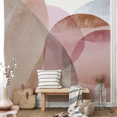 Natural Red Creme Abstract Wallpaper Mural