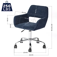 Dark Blue Fabric Office Chair Chrome Base by Maison Classique